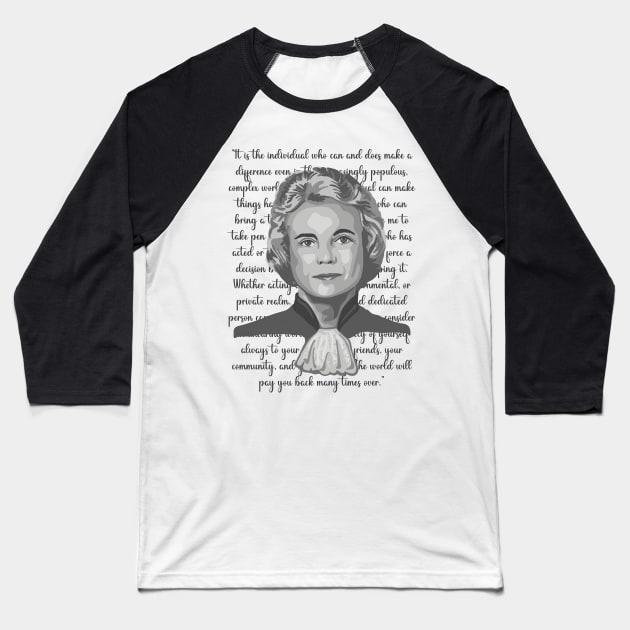 Sandra Day O'Connor Portrait and Quote Baseball T-Shirt by Slightly Unhinged